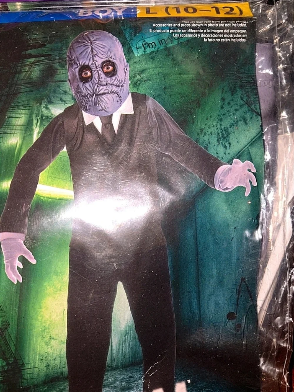 'Mr. Slim' Boys Black Costume with Mask and Gloves Sz L 10/12